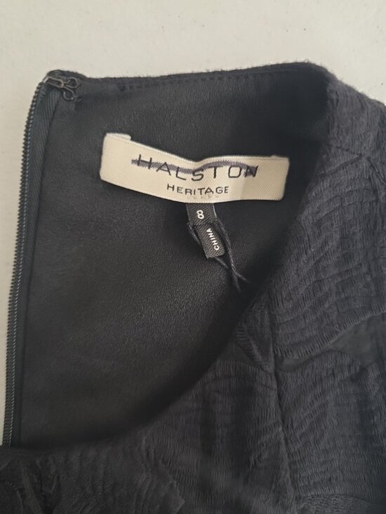 HALSTON HERITAGE NWT SLEEVELESS HIGH NECK TULIP SKIRT JACQUARD DRESS SIZE 8 - Picture 9 of 11